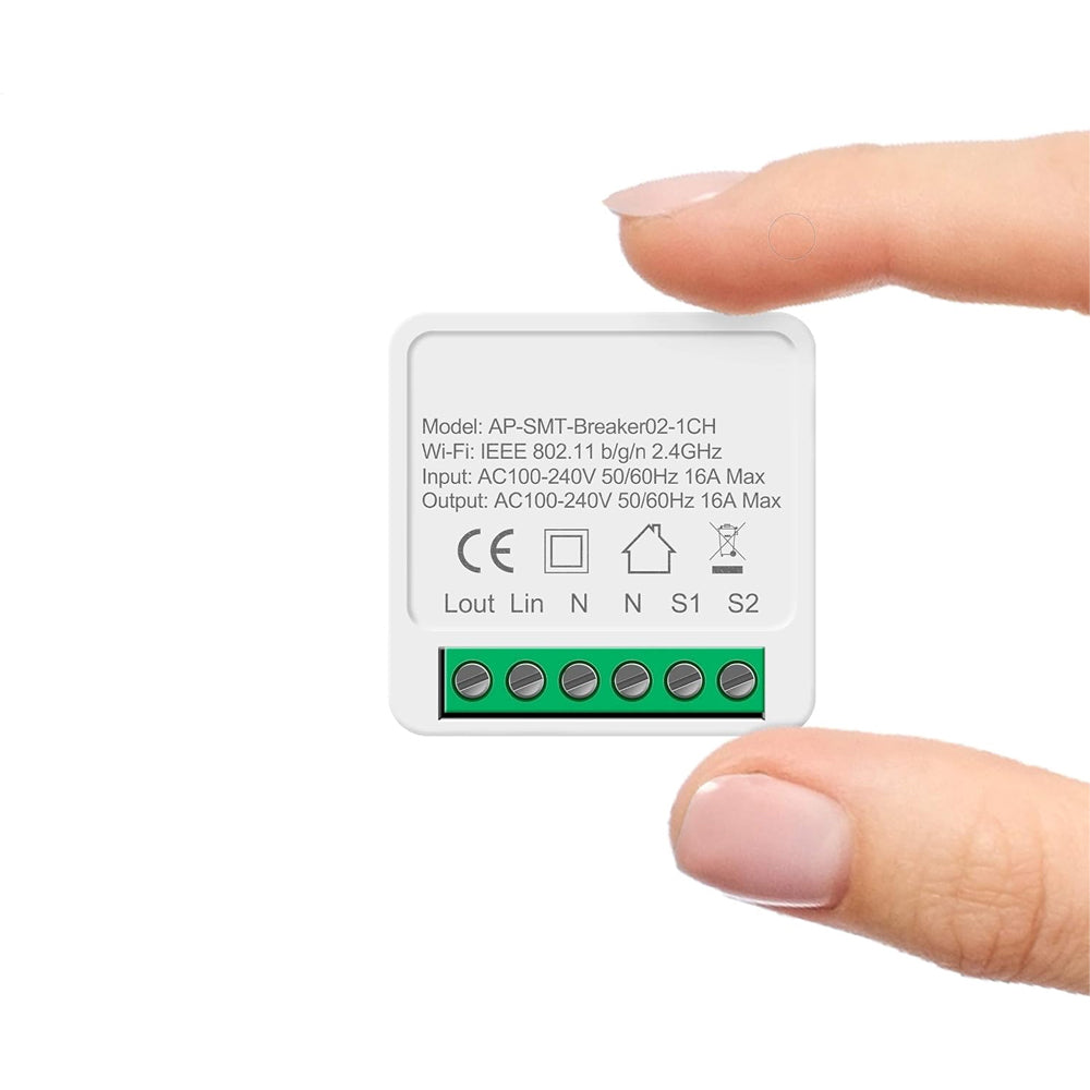 Mini interruptor Inteligente 16A AC100V-240V 50Hz/60Hz Compatibilidade com Alexa e Google Assistent - Basilus